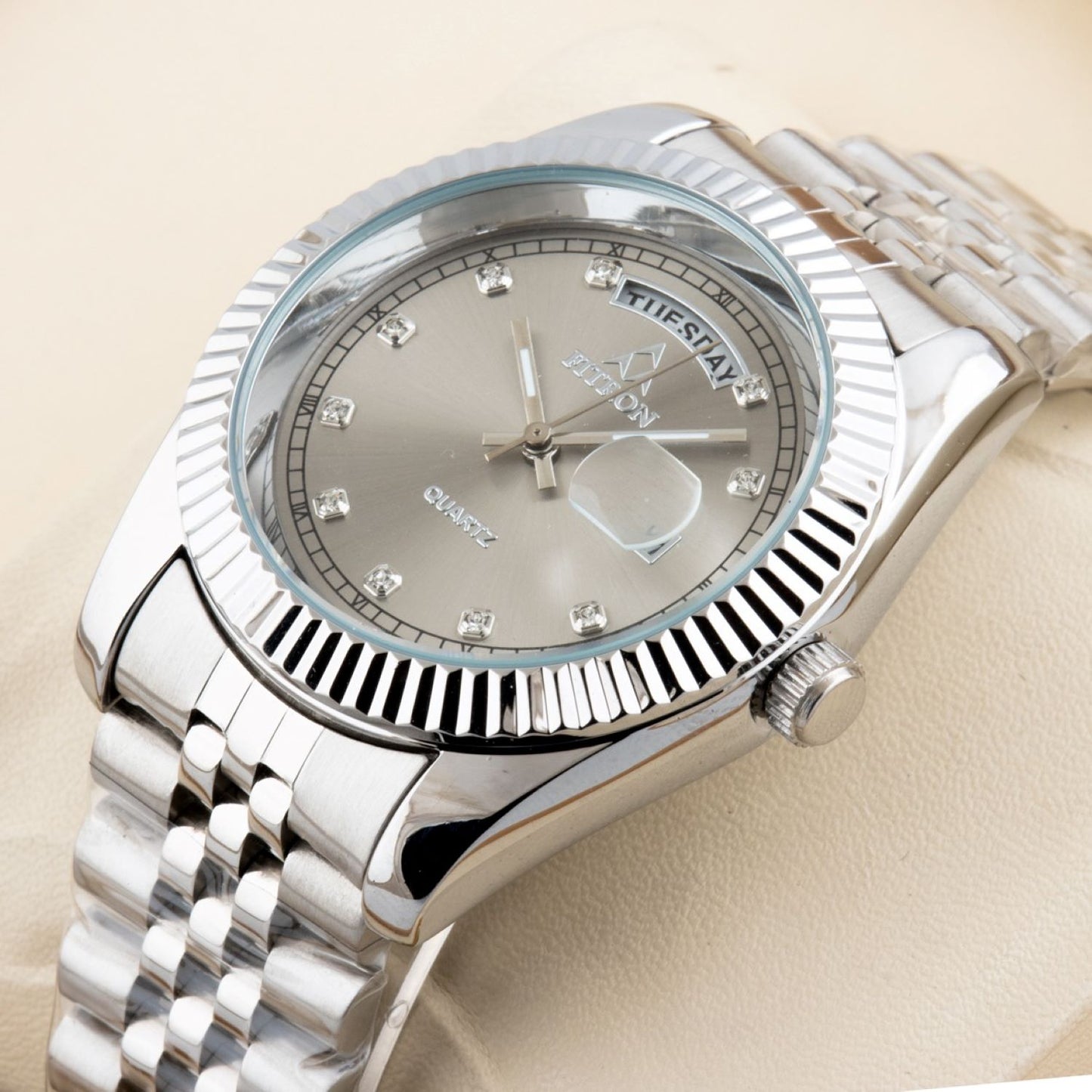 Original FITRON Stainless Steel Chain Wrist Watch for Men