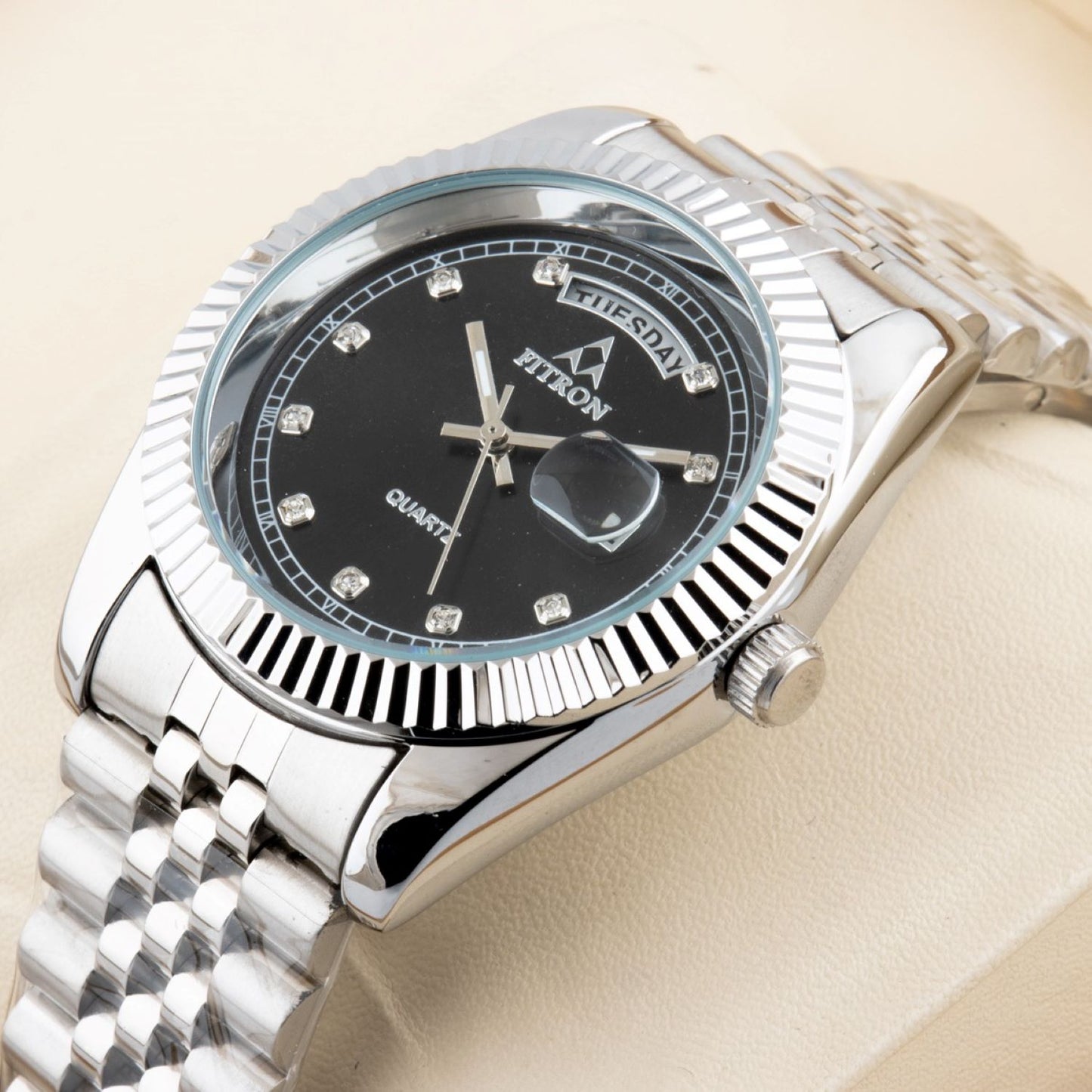 Original FITRON Stainless Steel Chain Wrist Watch for Men
