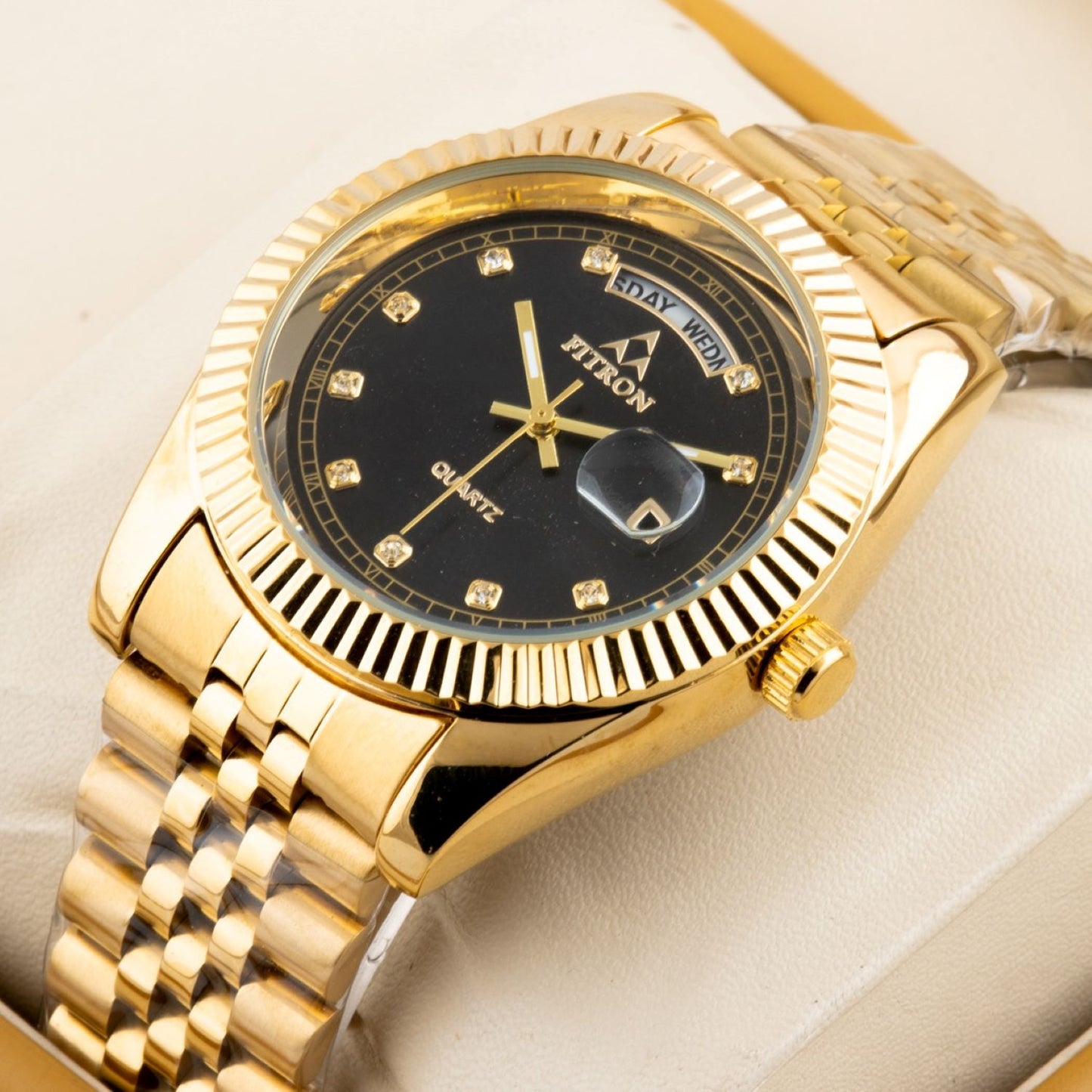 Original FITRON Stainless Steel Chain Wrist Watch for Men