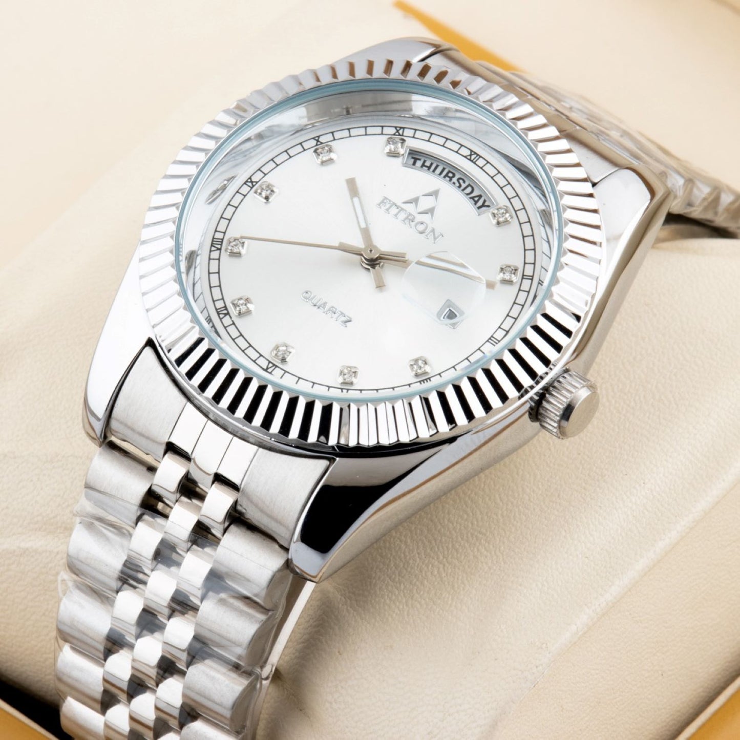 Original FITRON Stainless Steel Chain Wrist Watch for Men