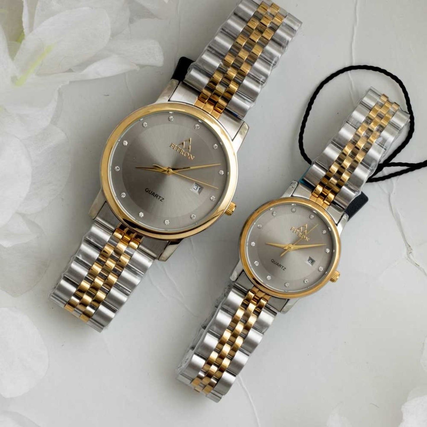 Original FITRON Luxury Couple Watches Quartz Movement Stainless Steel Bracelet