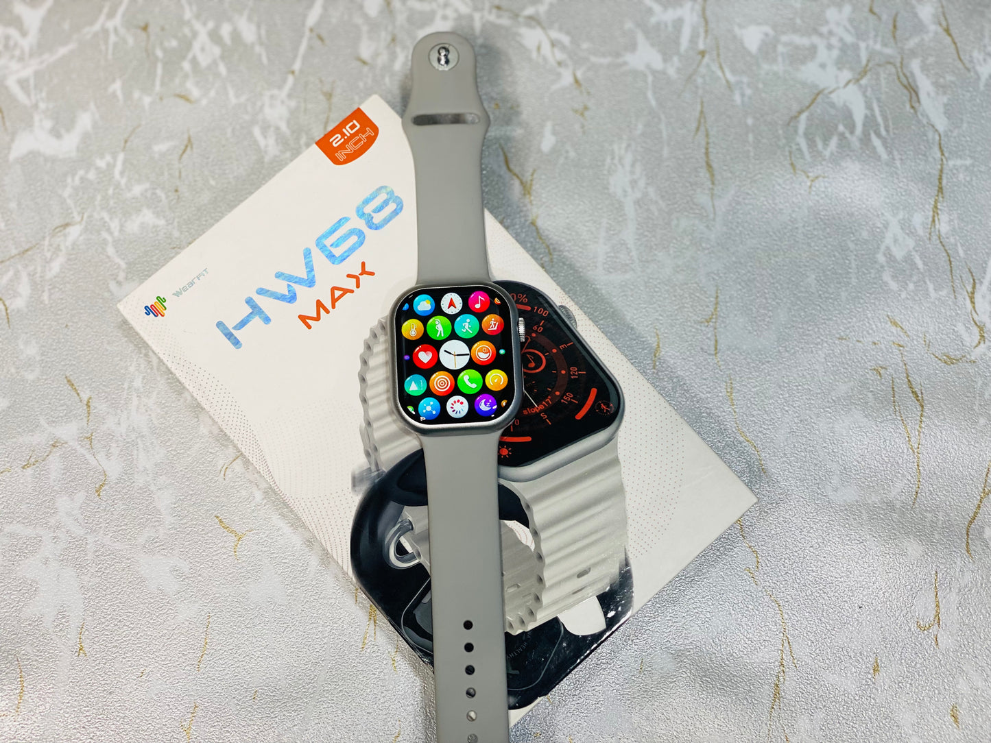 New HW68 Max Smart Watch With Amoled Display & Wireless Charging