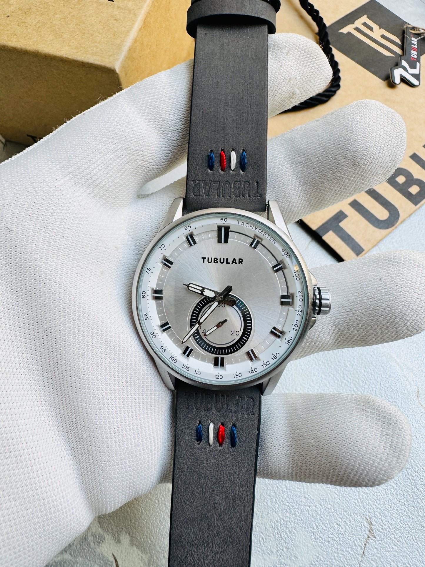 New Fashionable TUBULAR Men Wrist Watches Leather Straps Quartz Movement