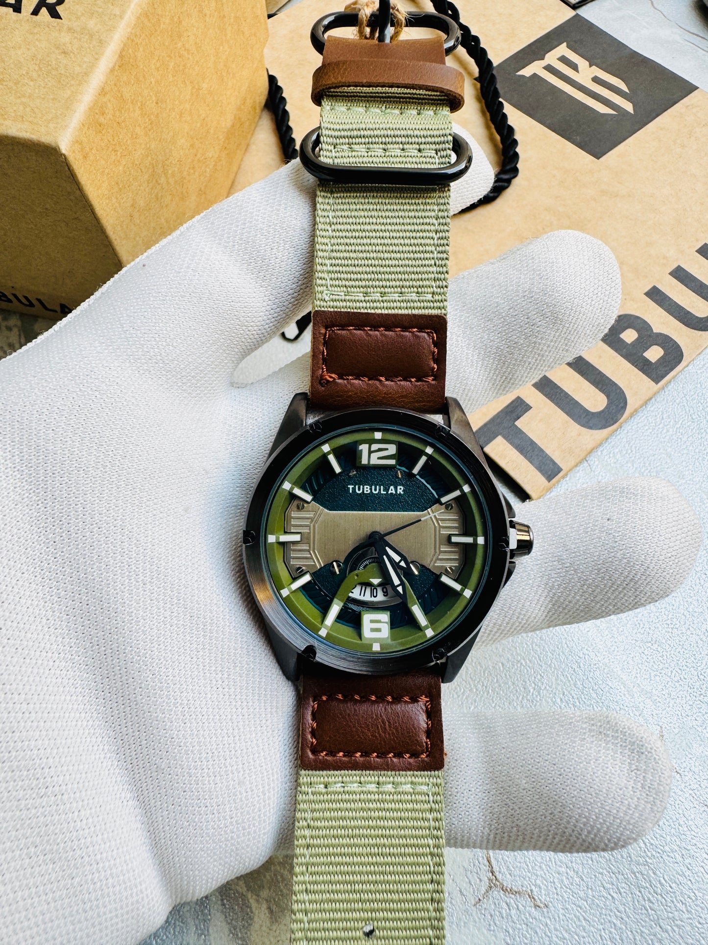 New Fashionable TUBULAR Men Wrist Watches Leather Straps Quartz Movement