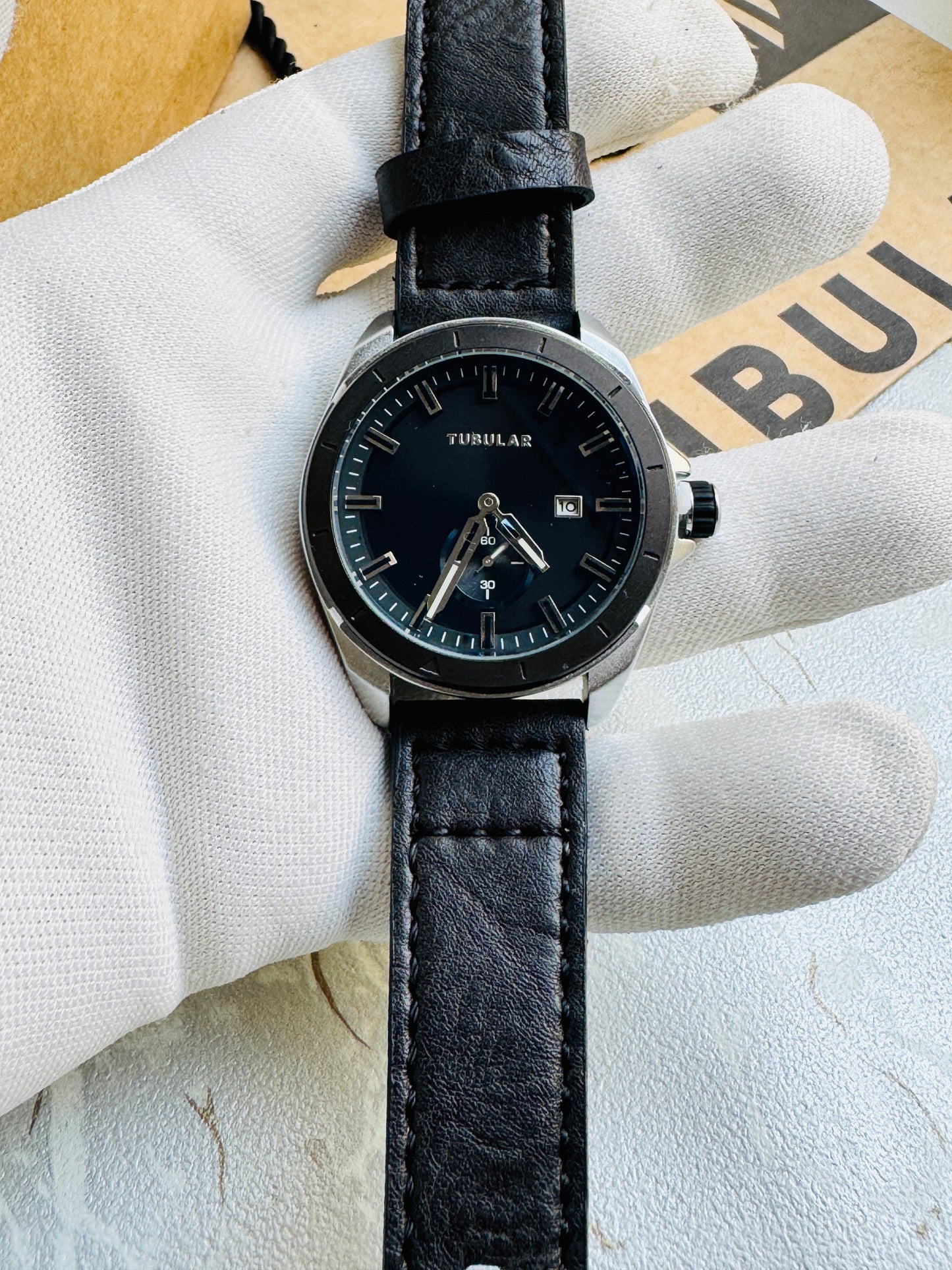 New Fashionable TUBULAR Men Wrist Watches Leather Straps Quartz Movement