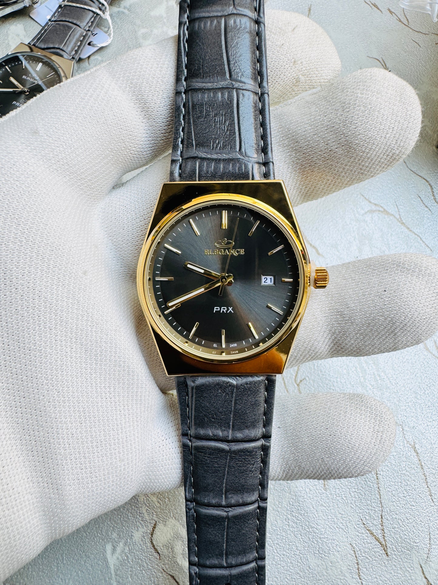 Original ELEGANCE Leather Strap Quartz Movement Men Wrist Watch