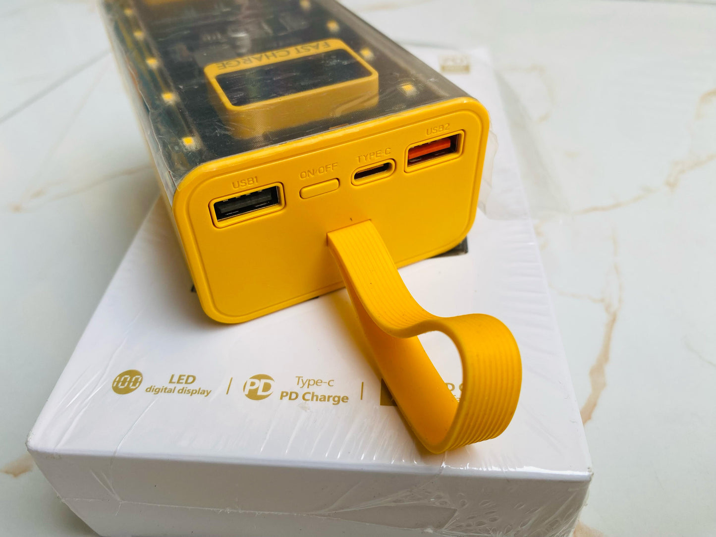 Built-In 4-Cables 20,000 mah 66 watt Ultra Fast Charging Power Bank with LED Lights