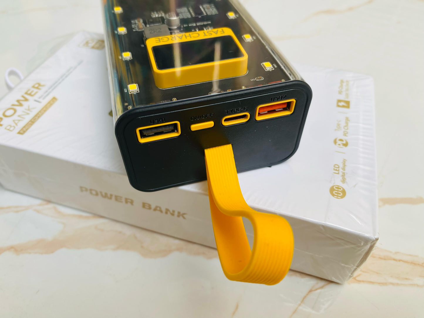 Built-In 4-Cables 20,000 mah 66 watt Ultra Fast Charging Power Bank with LED Lights