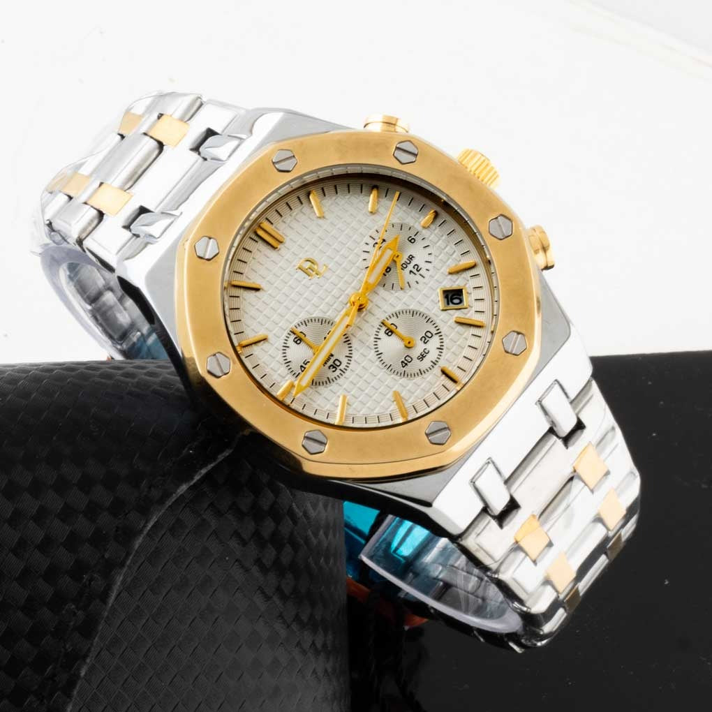 Original DL Chronograph Men Wrist Watch Stainless Steel Double Lock