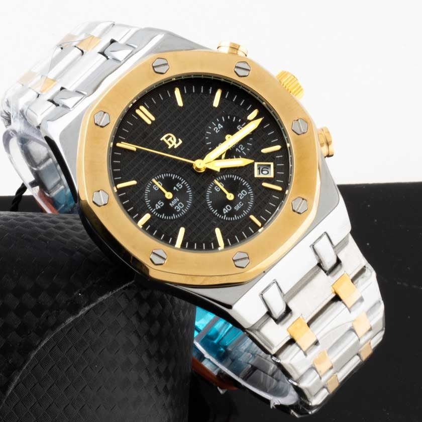 Original DL Chronograph Men Wrist Watch Stainless Steel Double Lock