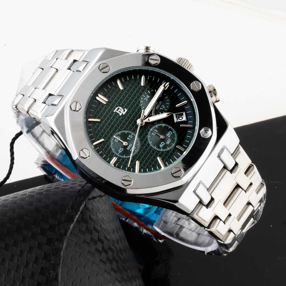 Original DL Chronograph Men Wrist Watch Stainless Steel Double Lock