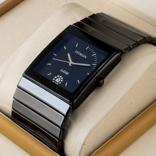 Original FITRON Scratchless Black Ceramics Wrist Watch Japan Machine