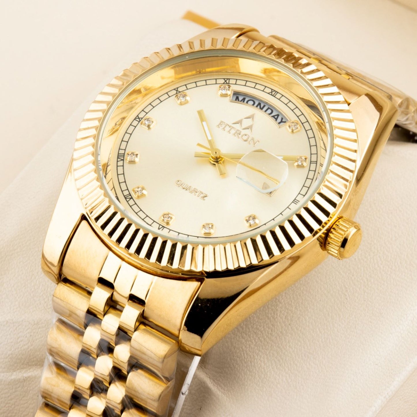 Original FITRON Stainless Steel Chain Wrist Watch for Men