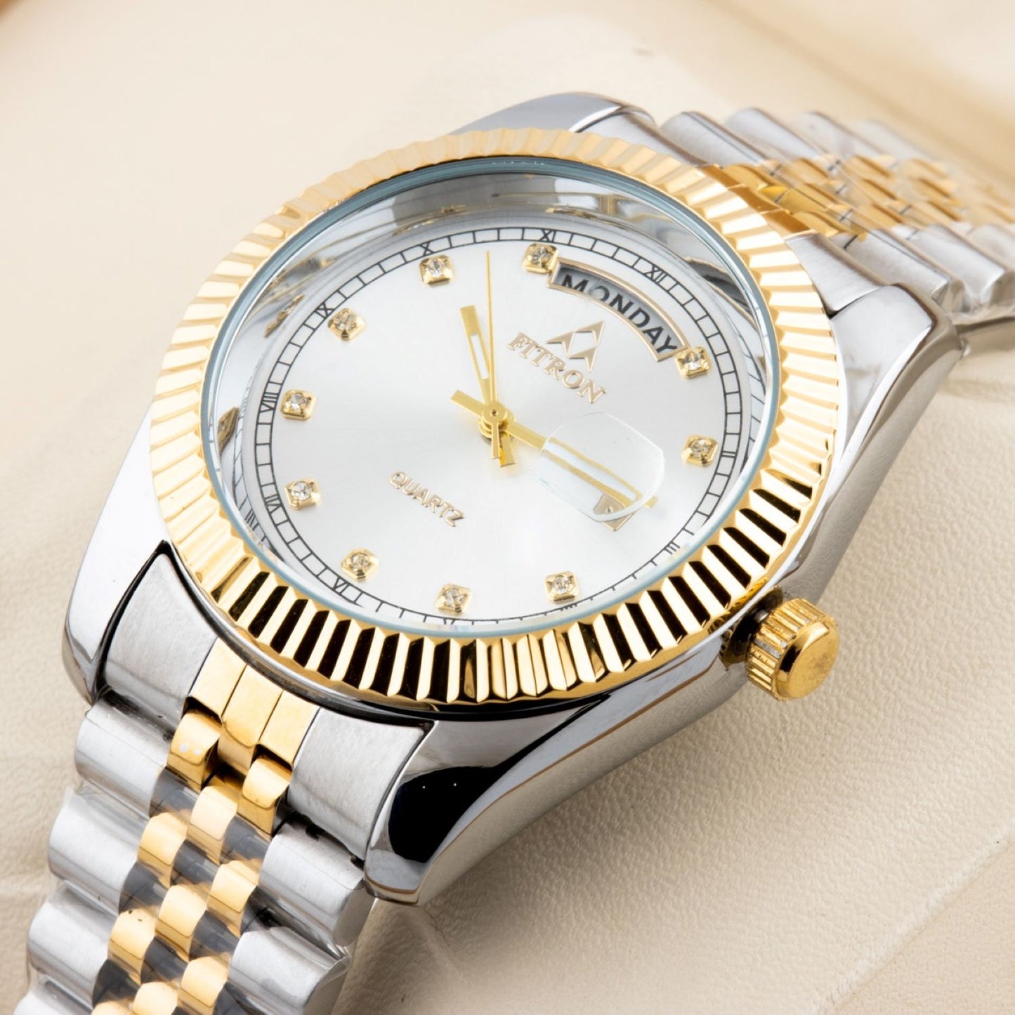 Original FITRON Stainless Steel Chain Wrist Watch for Men
