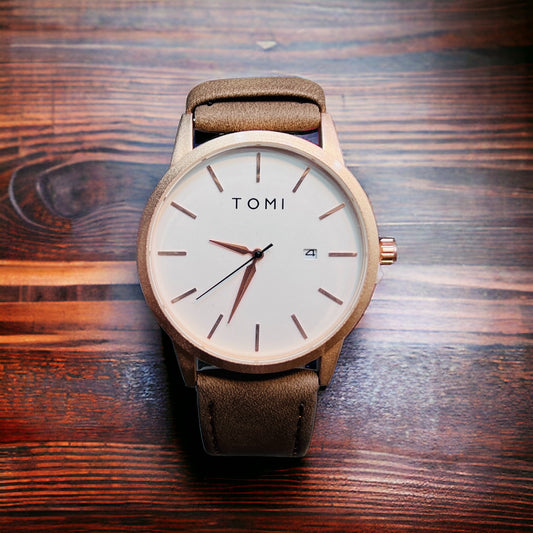 New Fashion TOMI Men Wrist Watches Quartz Movement Leather Straps