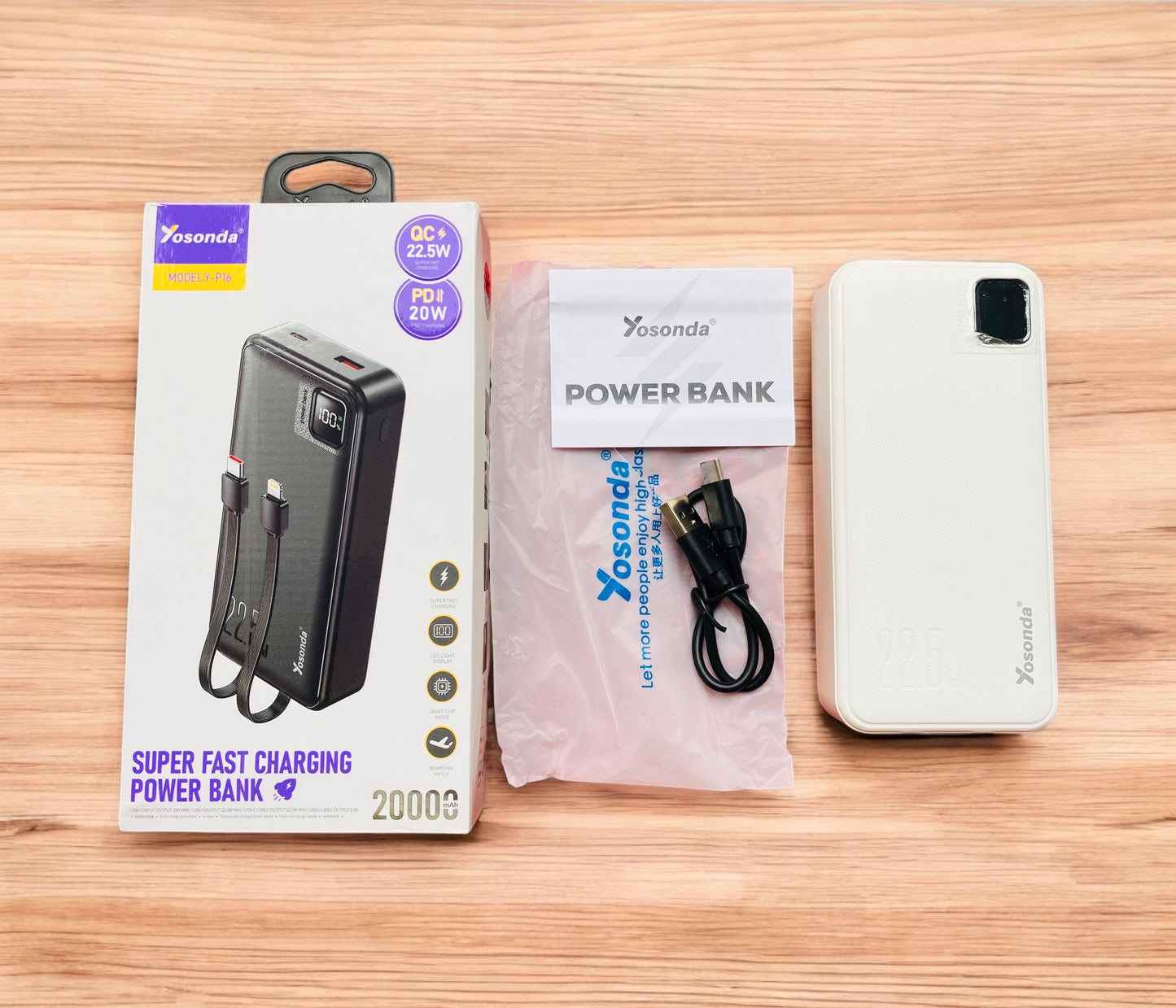 Original YOSONDA 20,000 mah 22.5 watt Quick Charging Power Bank with Display
