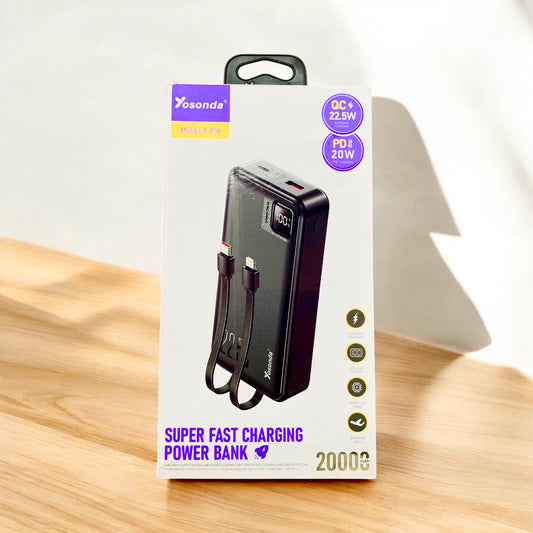 Original YOSONDA 20,000 mah 22.5 watt Quick Charging Power Bank with Display