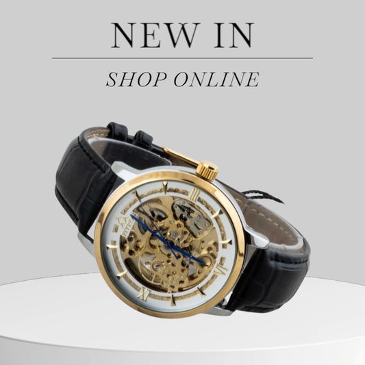 Original FITRON Skeleton Automatic Wrist Watch For Men Leather Strap