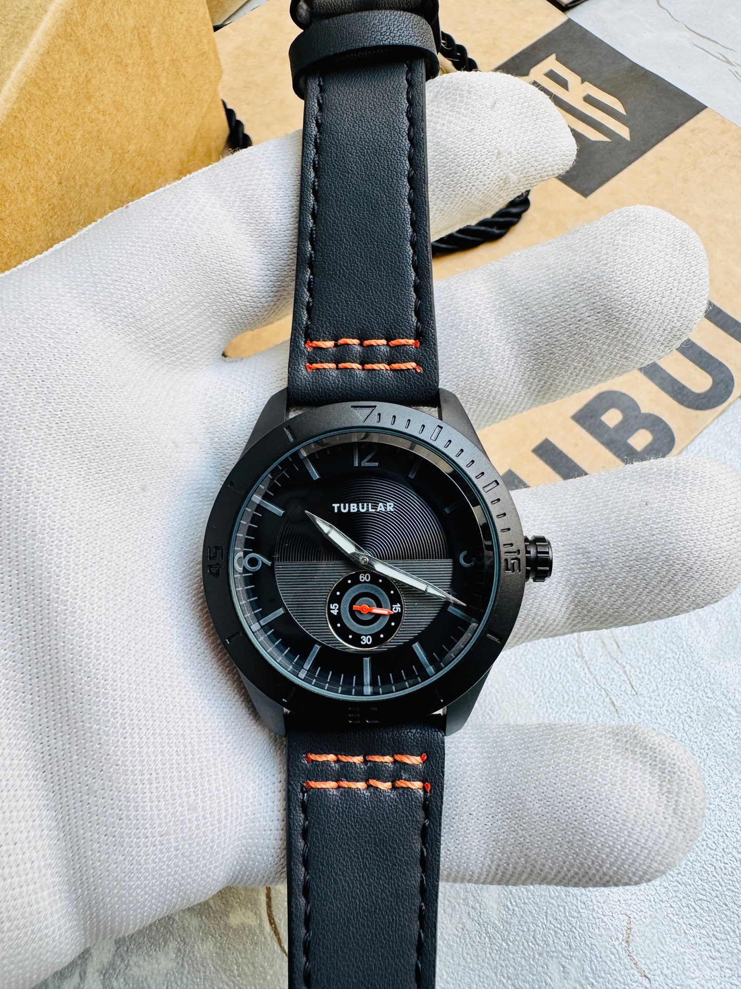 New Fashionable TUBULAR Men Wrist Watches Leather Straps Quartz Movement