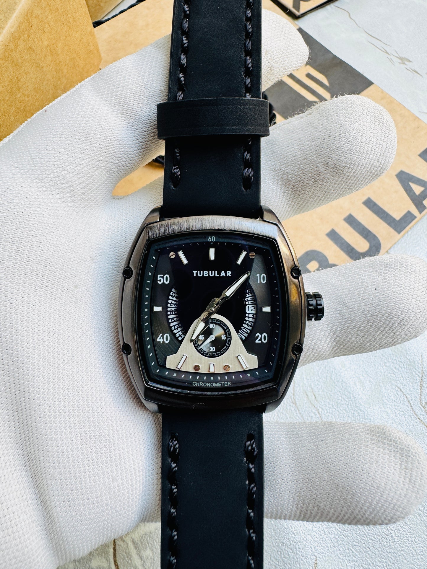 New Fashionable TUBULAR Men Wrist Watches Leather Straps Quartz Movement