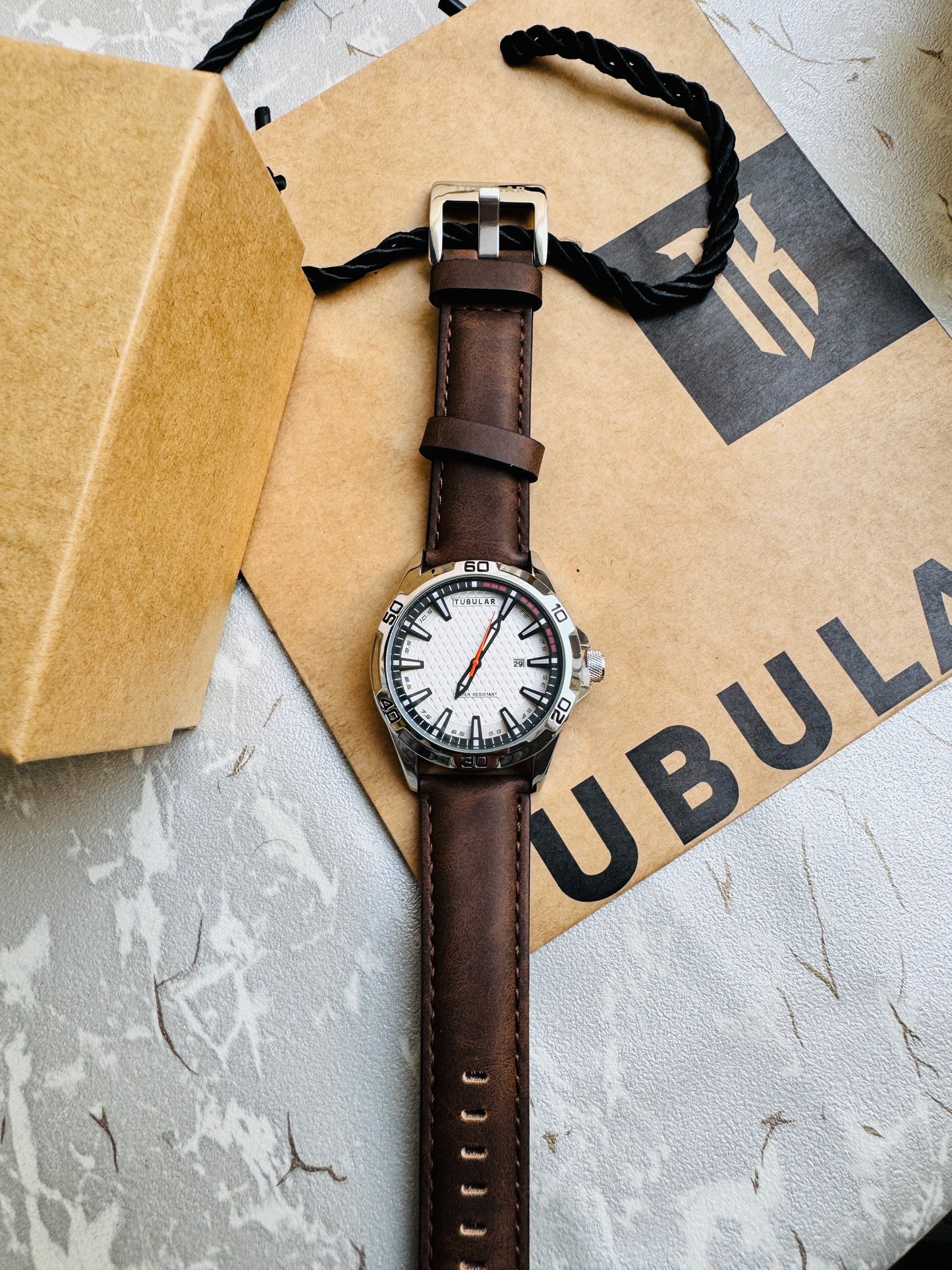 New Fashionable TUBULAR Men Wrist Watches Leather Straps Quartz Movement