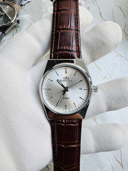 Original ELEGANCE Leather Strap Quartz Movement Men Wrist Watch