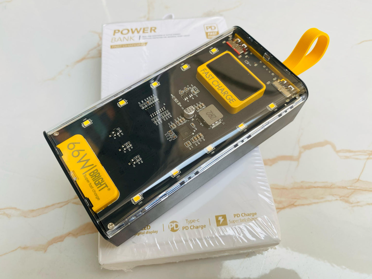 Built-In 4-Cables 20,000 mah 66 watt Ultra Fast Charging Power Bank  with LED Lights