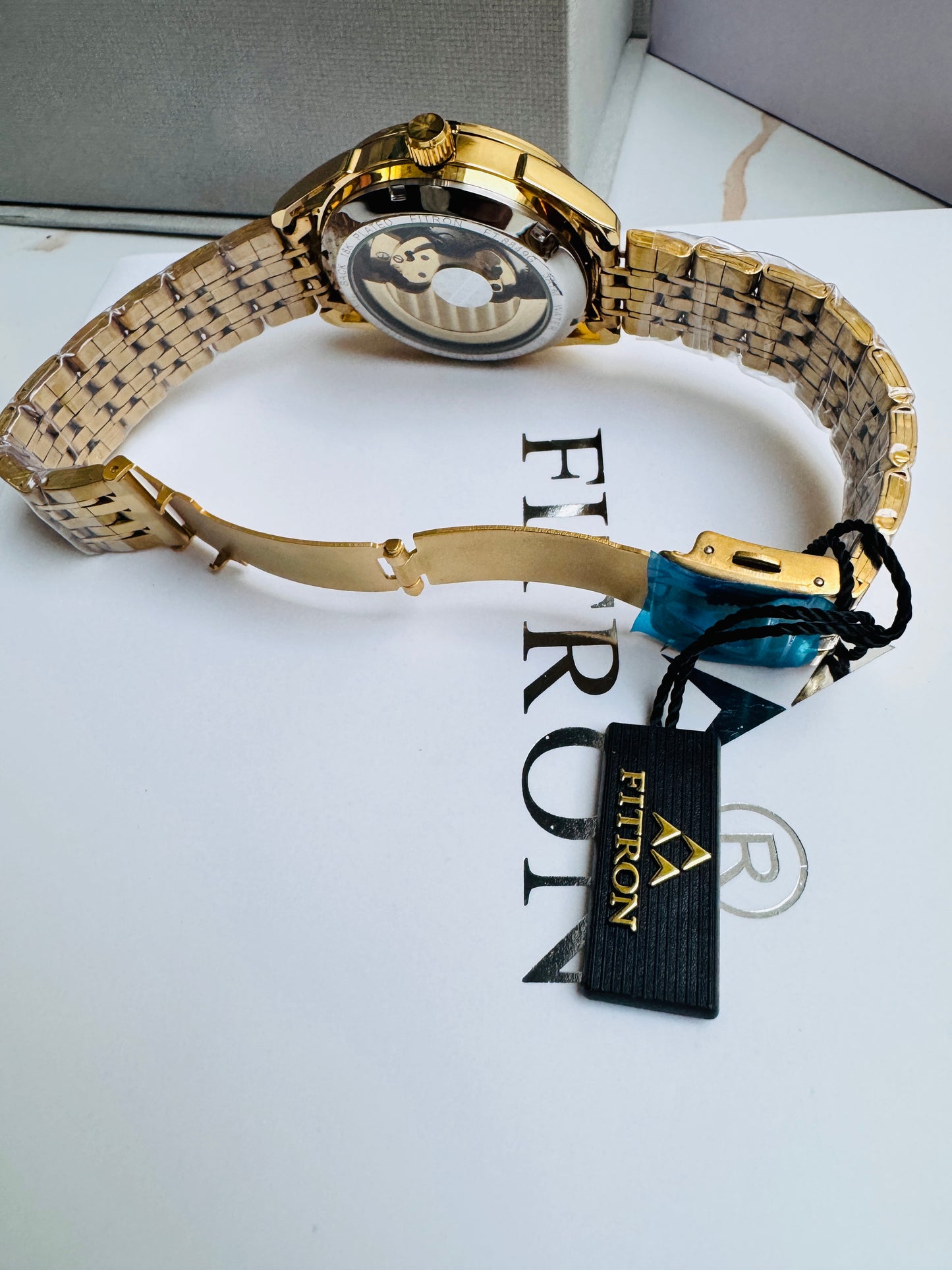 Original FITRON Skeleton Automatic Wrist Watch Moon Face Dial
