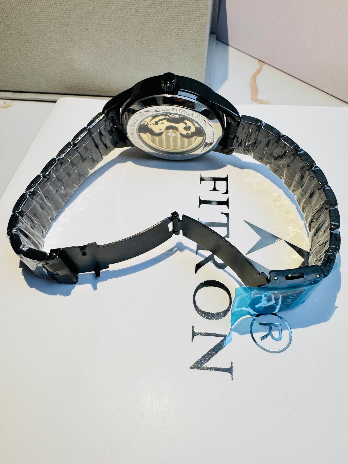 Original FITRON Skeleton Automatic Wrist Watch Black Lovers